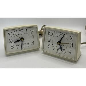 2 Pair Vintage Westclox Bold II Drowse Dialite Electric Alarm Clock MCM Tested